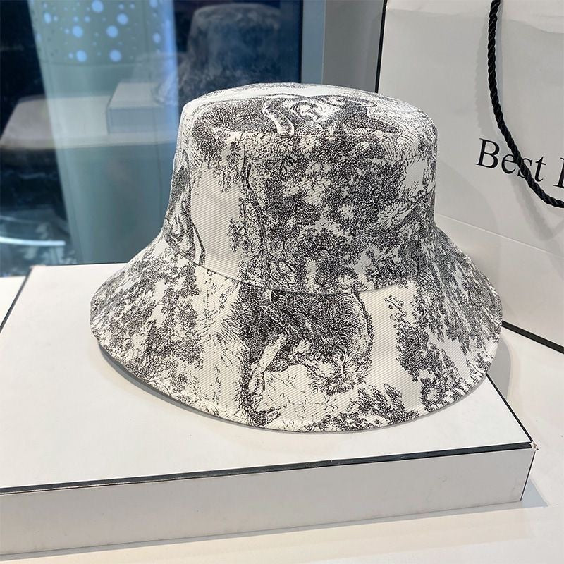 French Jungle Sketch Print Bucket Hat