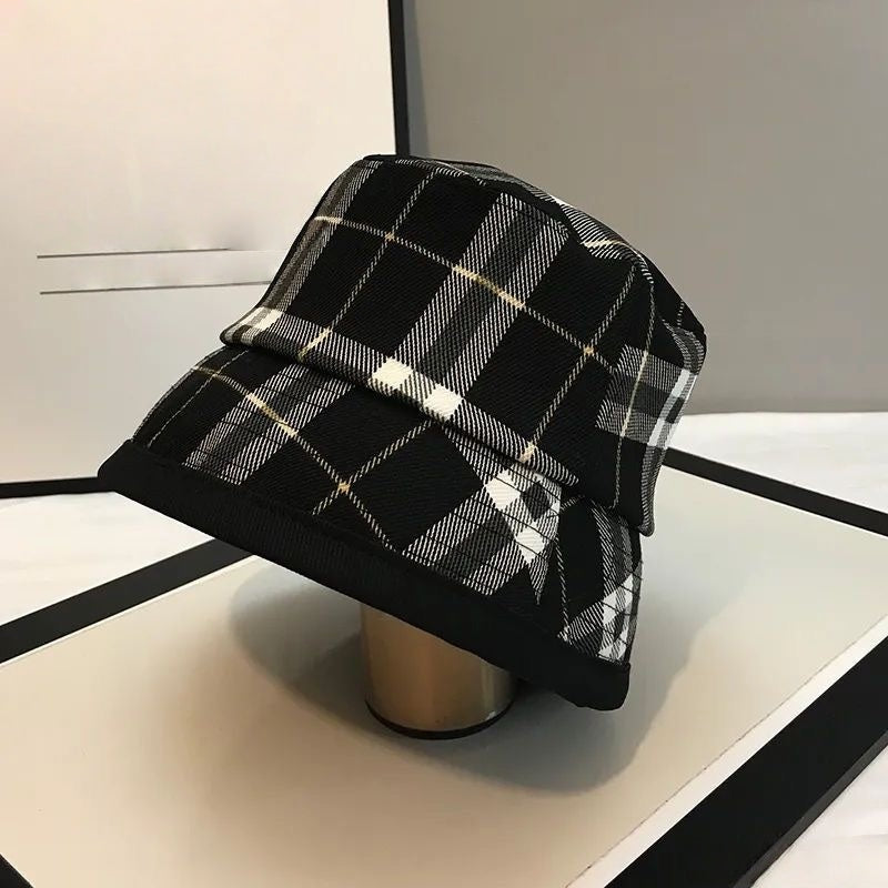 Classic Plaid Trim Bucket Hat