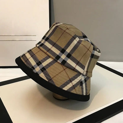 Classic Plaid Trim Bucket Hat