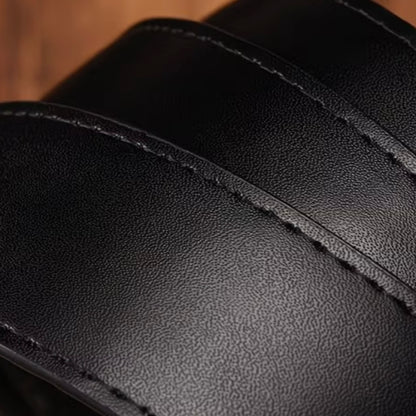 Vintage Engraved Double Ring Buckle Crocodile Grain Leather Belt