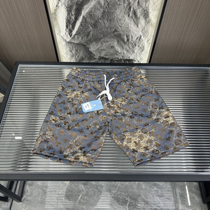 Distressed All Over Print Drawstring Knee-Length Casual Shorts