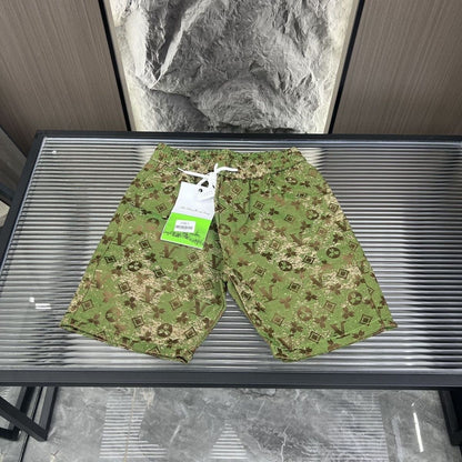 Distressed All Over Print Drawstring Knee-Length Casual Shorts