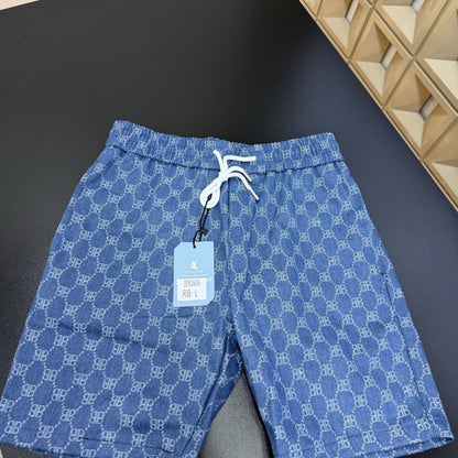 Allover Jacquard Print Drawstring Casual Knee-Length Shorts