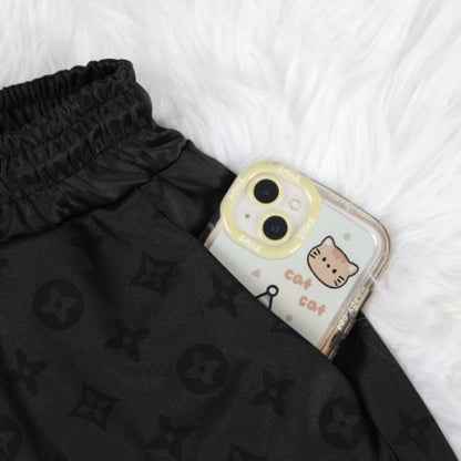 Subtle Allover Print Crew Neck Tee & Five-Point Shorts Set