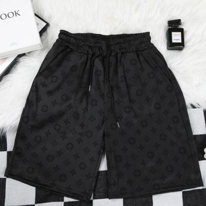 Subtle Allover Print Crew Neck Tee & Five-Point Shorts Set