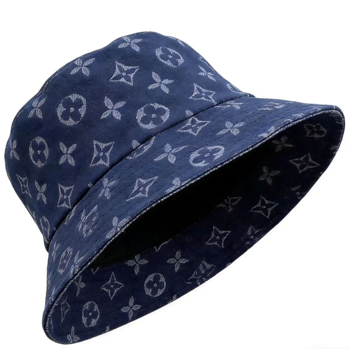 Vintage Jacquard Denim Bucket Hat, Casual Sun Protection Fisherman Cap