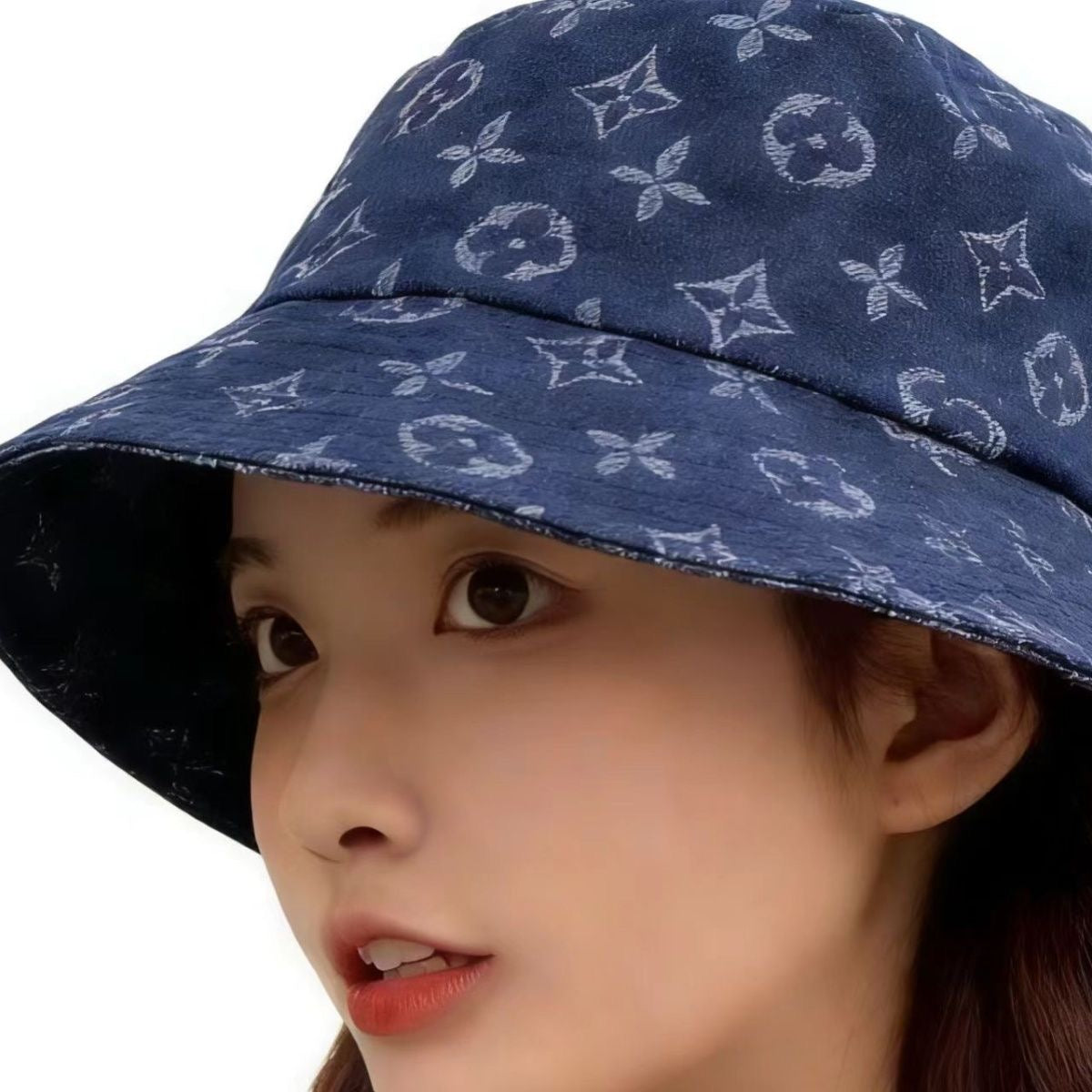 Vintage Jacquard Denim Bucket Hat, Casual Sun Protection Fisherman Cap