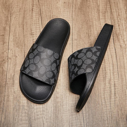 Vintage Allover Print Slide Sandals, Non-slip Thick Sole Summer Casual Slippers