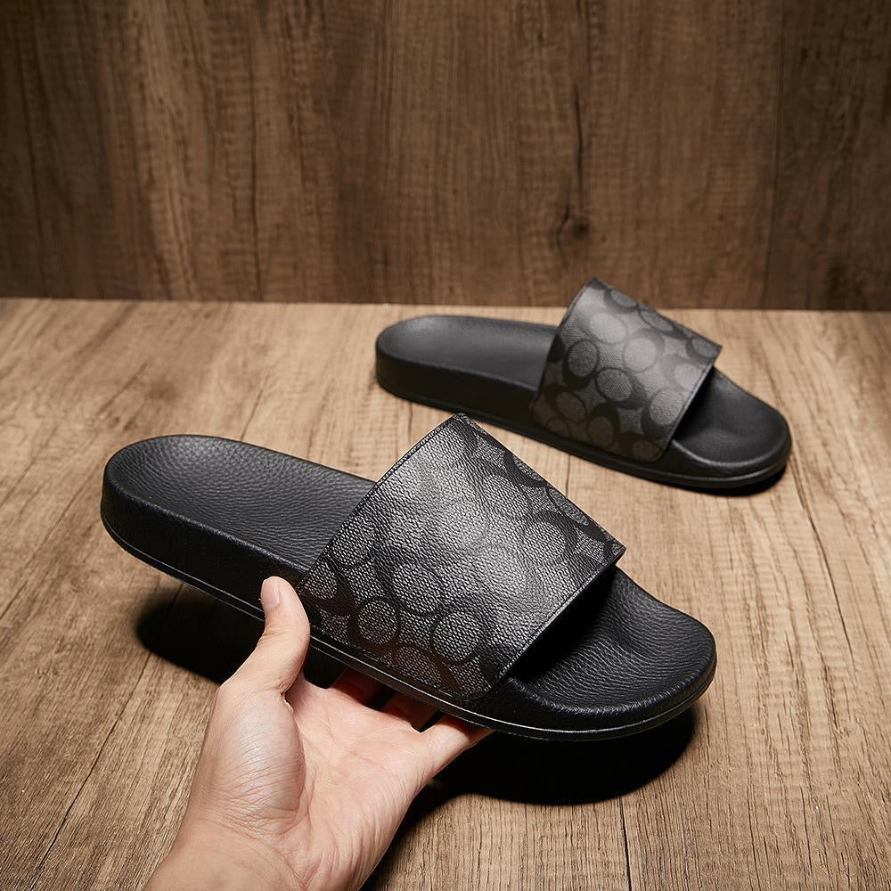 Vintage Allover Print Slide Sandals, Non-slip Thick Sole Summer Casual Slippers