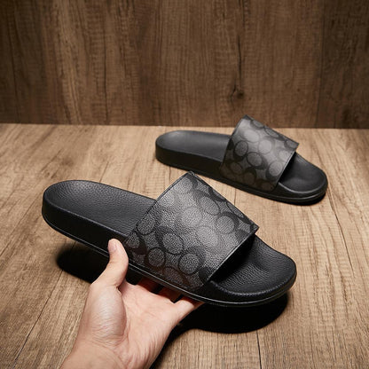 Vintage Allover Print Slide Sandals, Non-slip Thick Sole Summer Casual Slippers