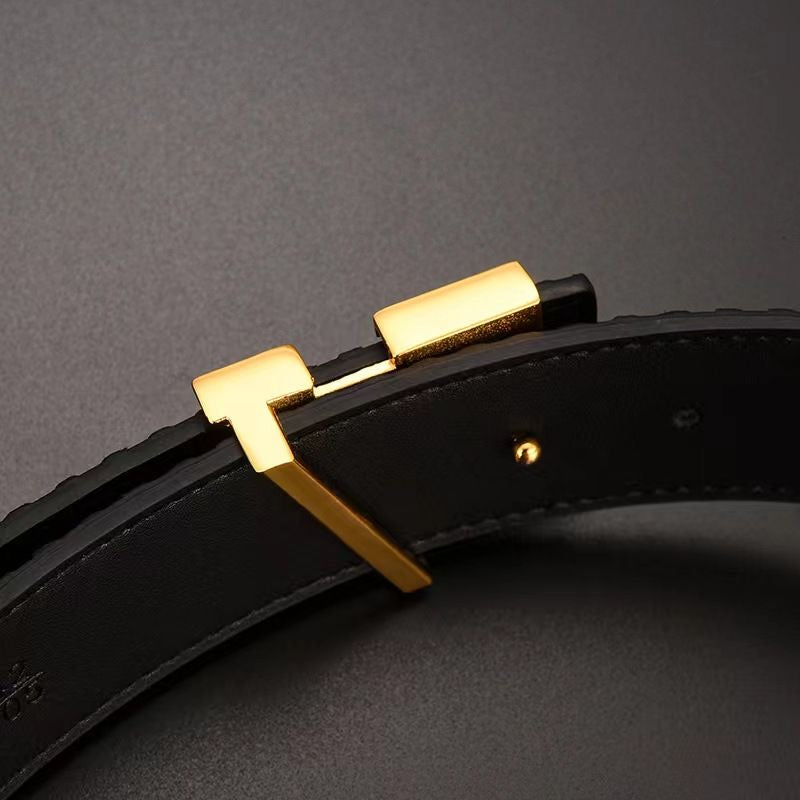 Men's V-Shape Metal Pin Buckle Belt, Embossed Check Pattern Business Casual Waist Strap