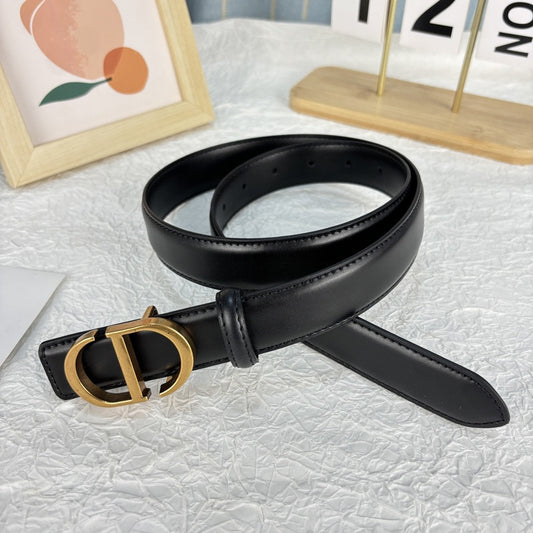 【#A242】Women's Vintage Letter Buckle Thin Leather Belt, Minimalist Waist Belt for Jeans & Dresses