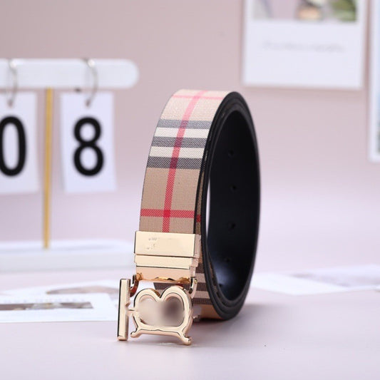【#A243】Men's Classic Plaid Auto Buckle Belt, Vintage Business Casual Waist Belt