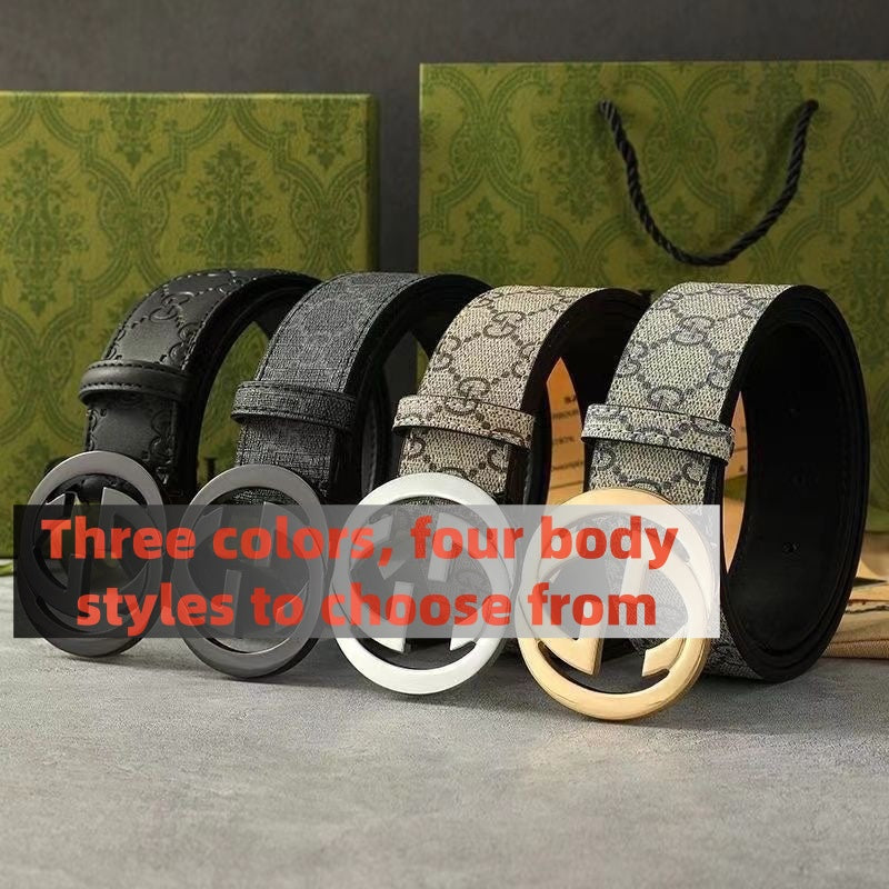 Men's Vintage Monogram Canvas & Leather Belt, Business Casual Waist Belt
