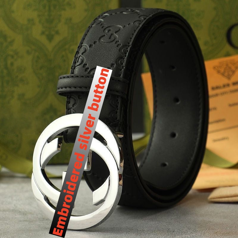 Men's Vintage Monogram Canvas & Leather Belt, Business Casual Waist Belt