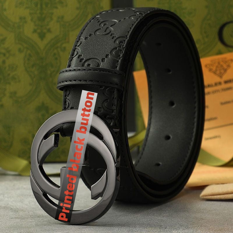 Men's Vintage Monogram Canvas & Leather Belt, Business Casual Waist Belt
