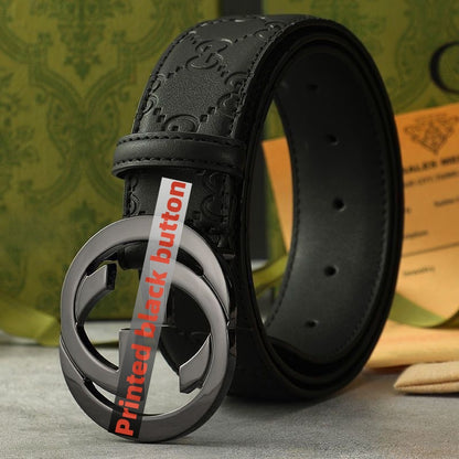Men's Vintage Monogram Canvas & Leather Belt, Business Casual Waist Belt