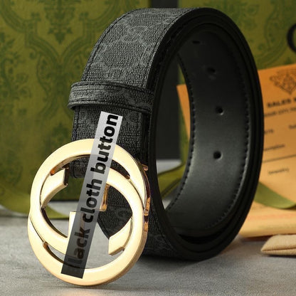 Men's Vintage Monogram Canvas & Leather Belt, Business Casual Waist Belt