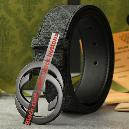 Men's Vintage Monogram Canvas & Leather Belt, Business Casual Waist Belt