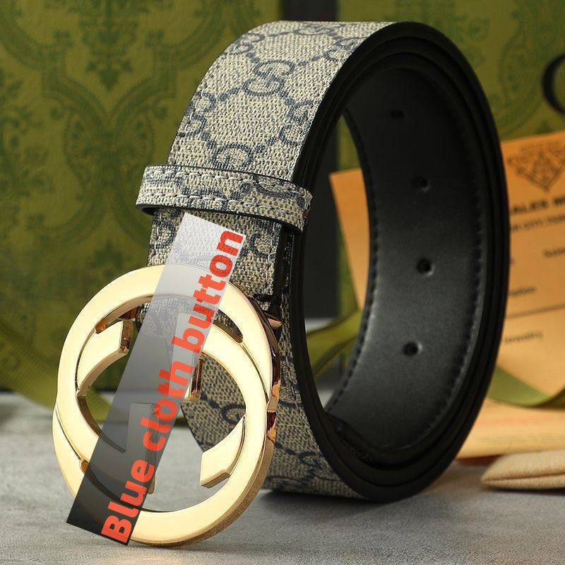 Men's Vintage Monogram Canvas & Leather Belt, Business Casual Waist Belt