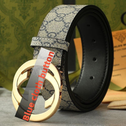 Men's Vintage Monogram Canvas & Leather Belt, Business Casual Waist Belt