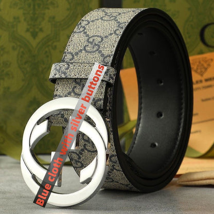 Men's Vintage Monogram Canvas & Leather Belt, Business Casual Waist Belt