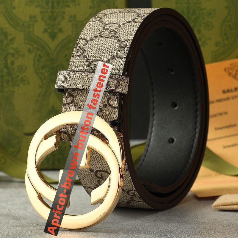 Men's Vintage Monogram Canvas & Leather Belt, Business Casual Waist Belt