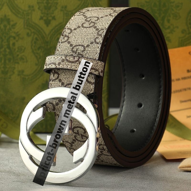 Men's Vintage Monogram Canvas & Leather Belt, Business Casual Waist Belt