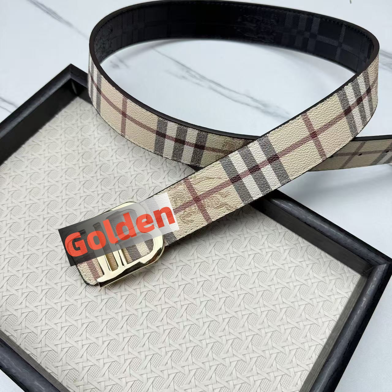 Classic Plaid Pin Buckle Belt, Business Casual Versatile Waist Belt