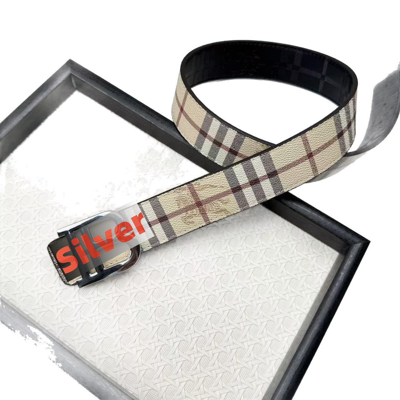 Classic Plaid Pin Buckle Belt, Business Casual Versatile Waist Belt