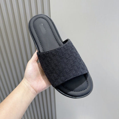 【#A248】Vintage Jacquard Slide Sandals, Unisex Breathable Flat Slippers