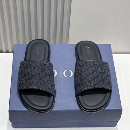 【#A248】Vintage Jacquard Slide Sandals, Unisex Breathable Flat Slippers