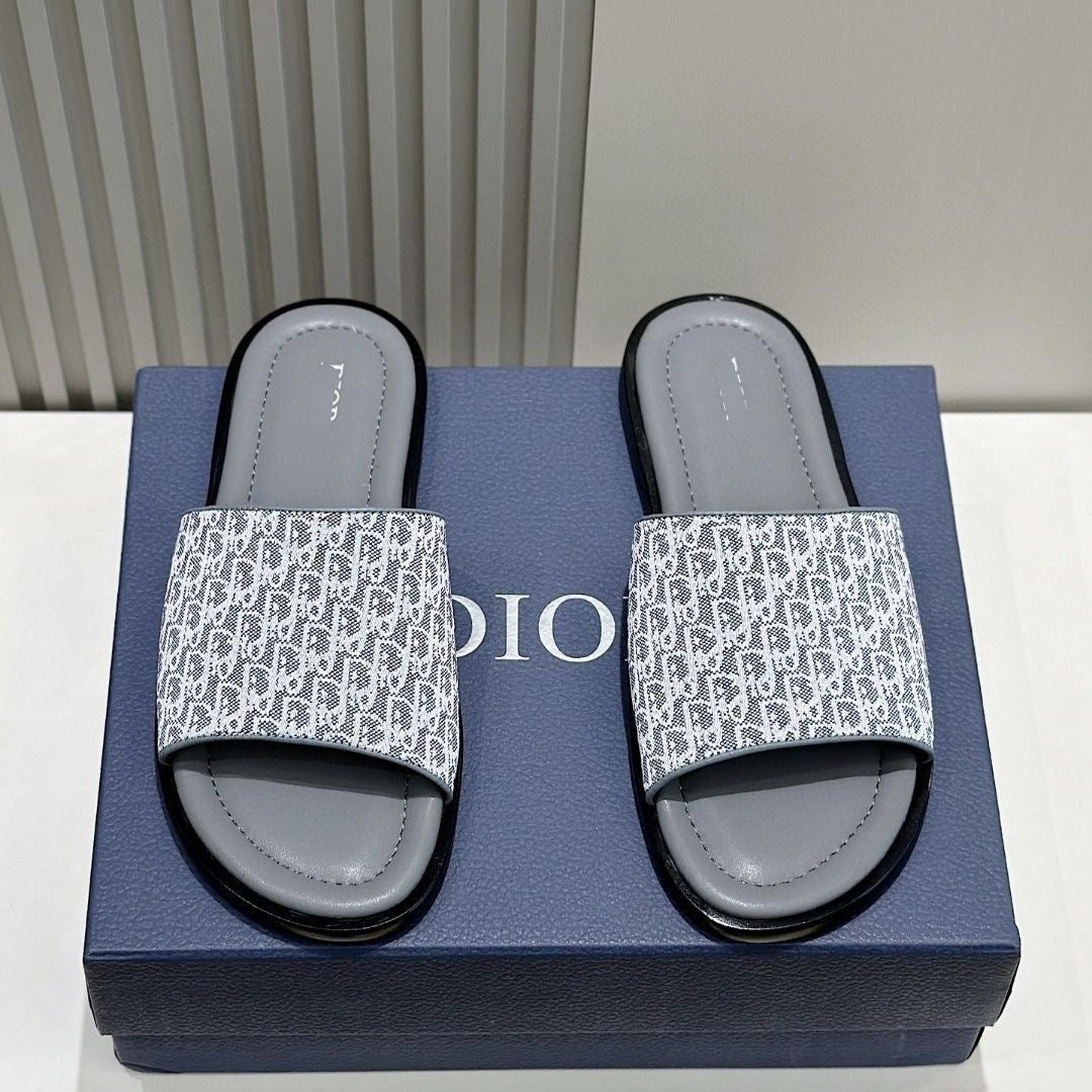 【#A248】Vintage Jacquard Slide Sandals, Unisex Breathable Flat Slippers