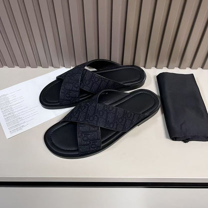 【#A249】Vintage Jacquard Slide Sandals, Unisex Breathable Flat Slippers