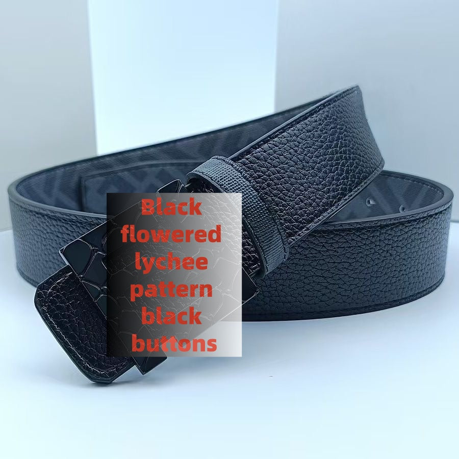 【#A251】Men's Embossed Pattern Auto Buckle Belt, Reversible Business Casual Waist Belt