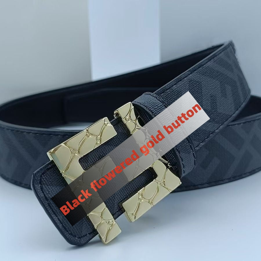 【#A251】Men's Embossed Pattern Auto Buckle Belt, Reversible Business Casual Waist Belt