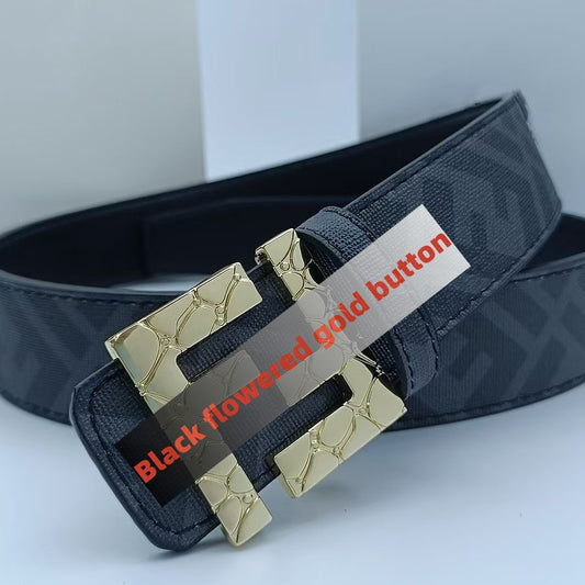 【#A251】Men's Embossed Pattern Auto Buckle Belt, Reversible Business Casual Waist Belt