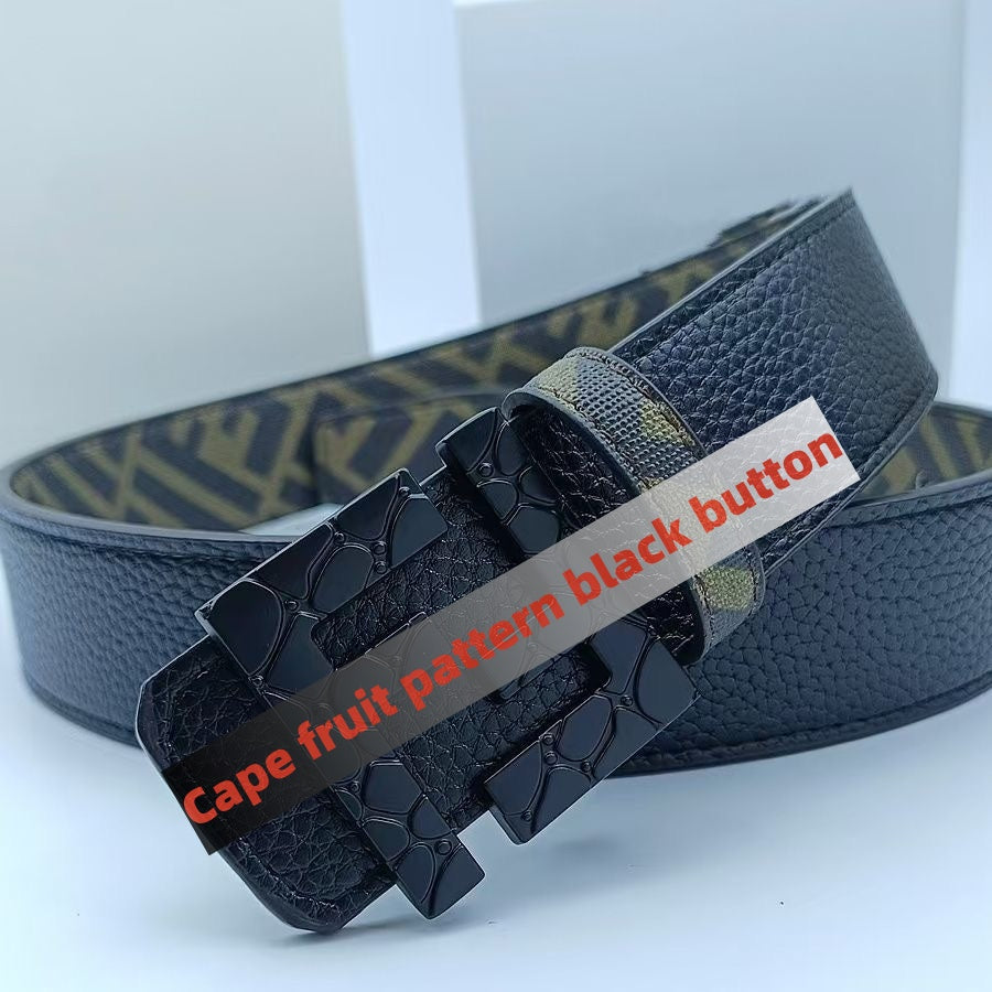 【#A251】Men's Embossed Pattern Auto Buckle Belt, Reversible Business Casual Waist Belt