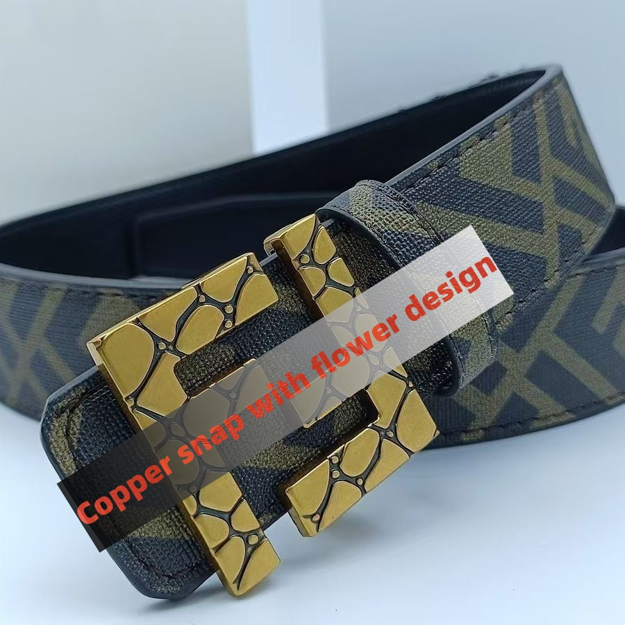 【#A251】Men's Embossed Pattern Auto Buckle Belt, Reversible Business Casual Waist Belt