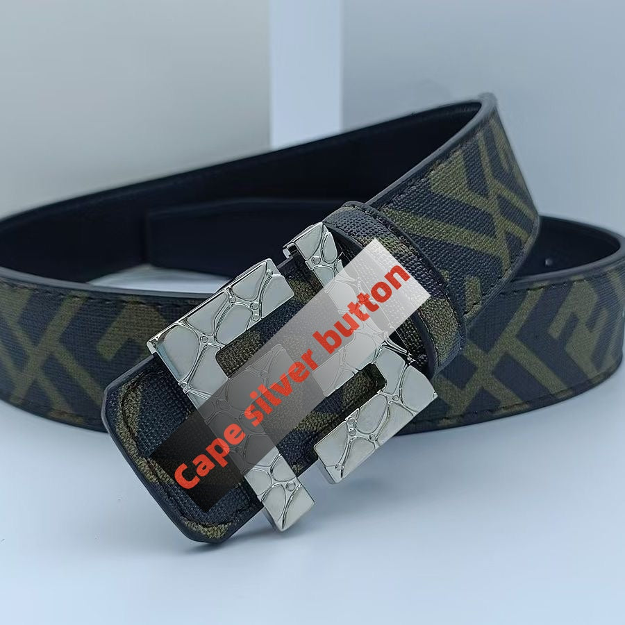 【#A251】Men's Embossed Pattern Auto Buckle Belt, Reversible Business Casual Waist Belt