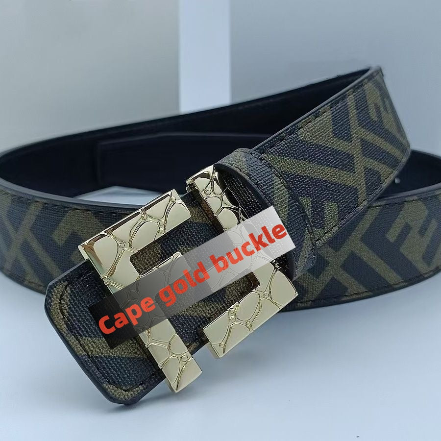 【#A251】Men's Embossed Pattern Auto Buckle Belt, Reversible Business Casual Waist Belt