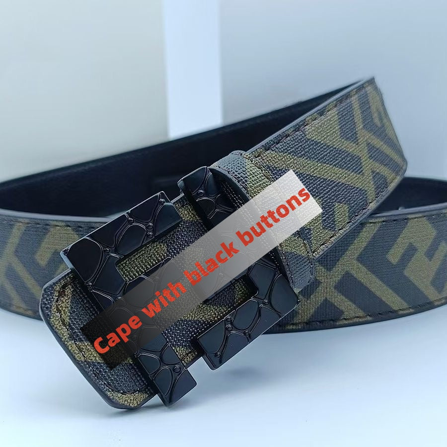 【#A251】Men's Embossed Pattern Auto Buckle Belt, Reversible Business Casual Waist Belt