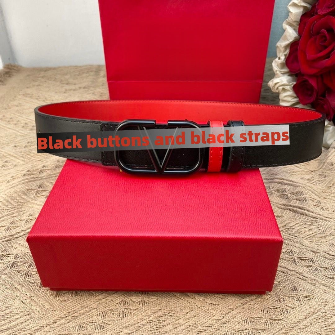 Unisex Double-sided Leather Belt with Letter Buckle, Minimalist Versatile Waist Belt