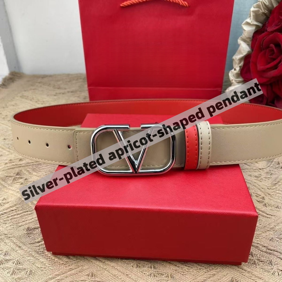 Unisex Double-sided Leather Belt with Letter Buckle, Minimalist Versatile Waist Belt