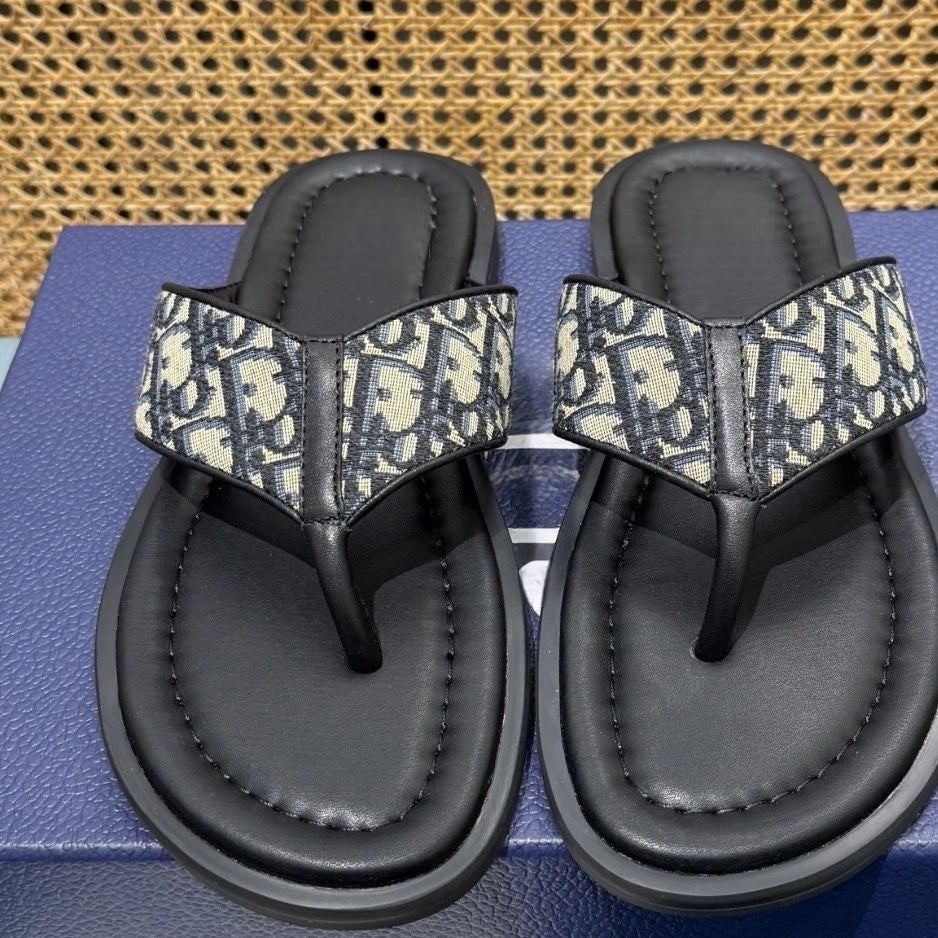 Unisex Vintage Jacquard Flip-flops, Non-slip Flat Thong Sandals