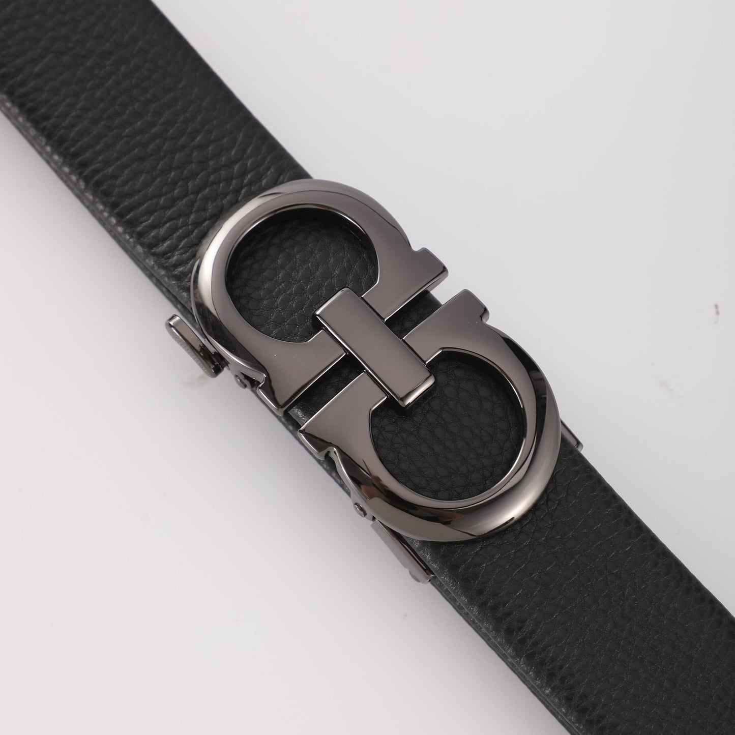 【#A258】Men's Litchi Grain Leather Belt With Double Ring Automatic Buckle