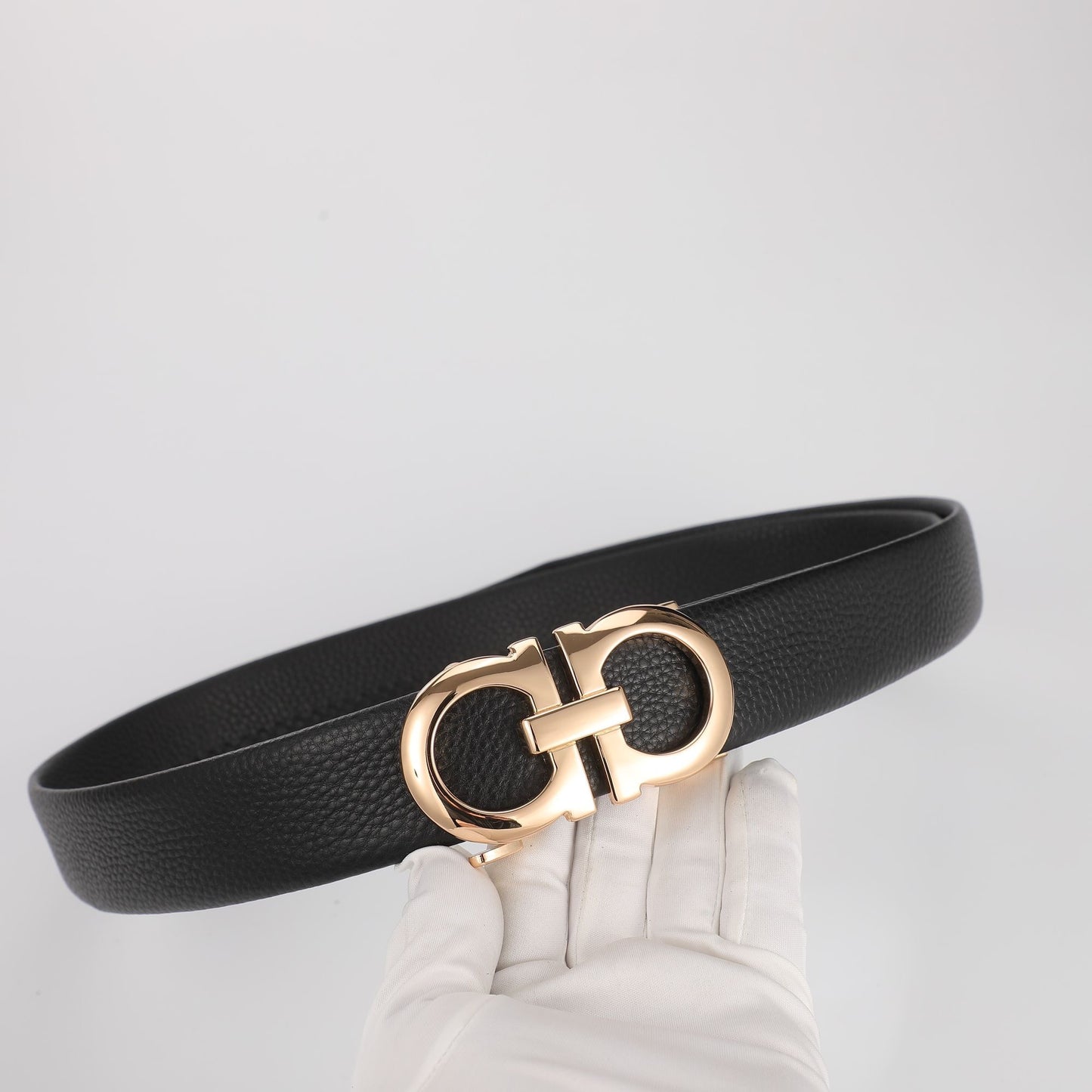 【#A258】Men's Litchi Grain Leather Belt With Double Ring Automatic Buckle
