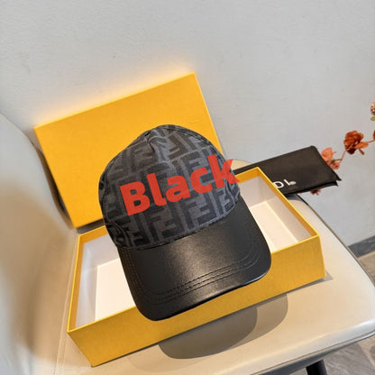 【#A268】Jacquard Printed Baseball Cap With Spliced Leather Brim