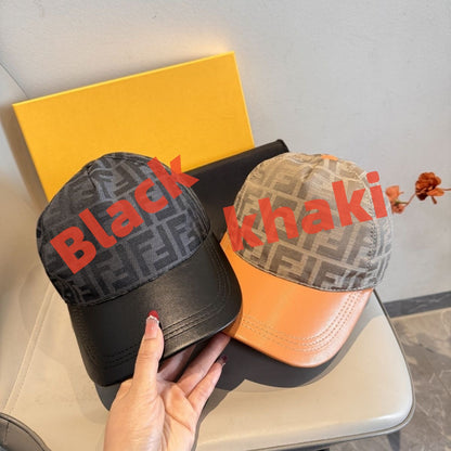【#A268】Jacquard Printed Baseball Cap With Spliced Leather Brim