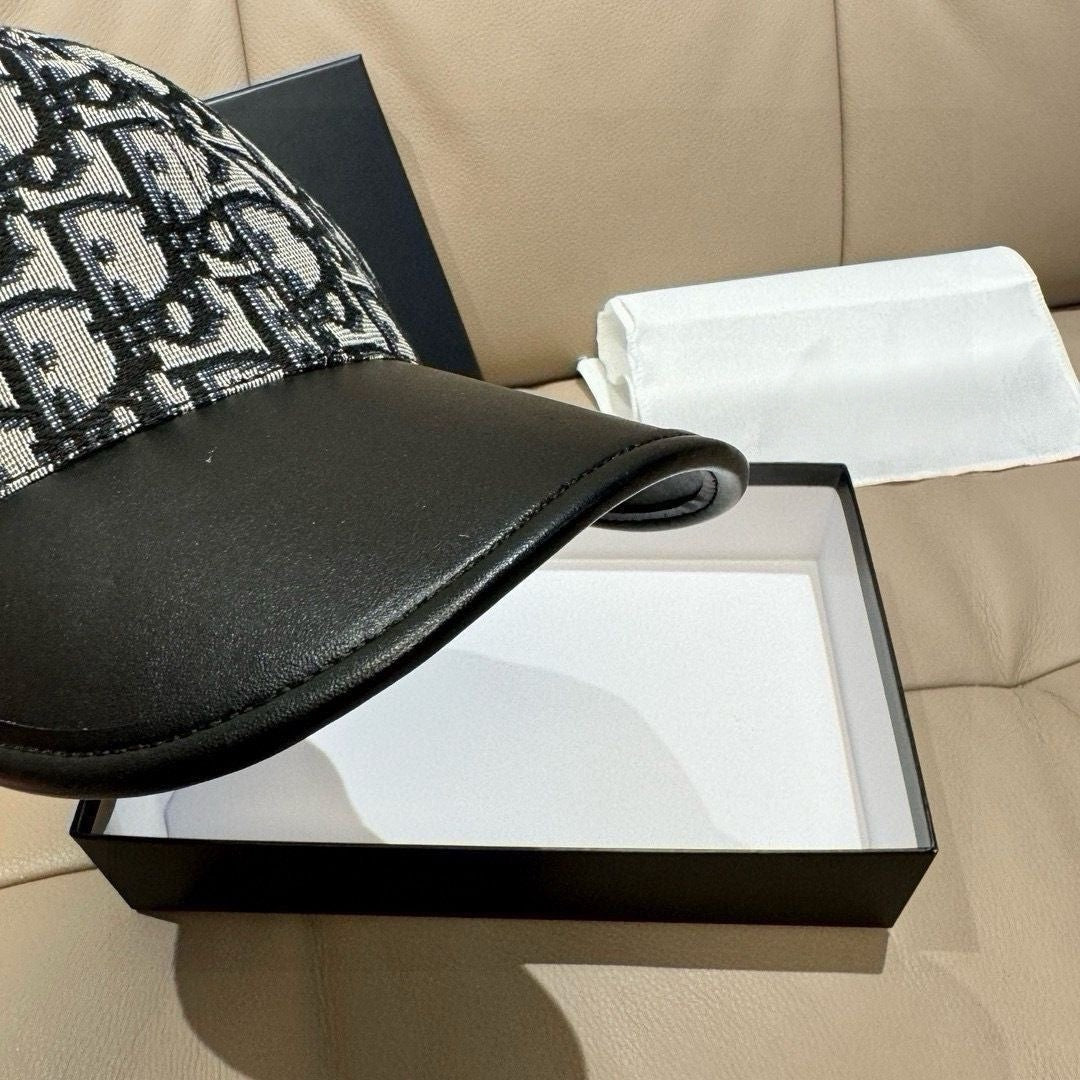 【#A269】Vintage Jacquard Baseball Cap With Spliced Leather Brim